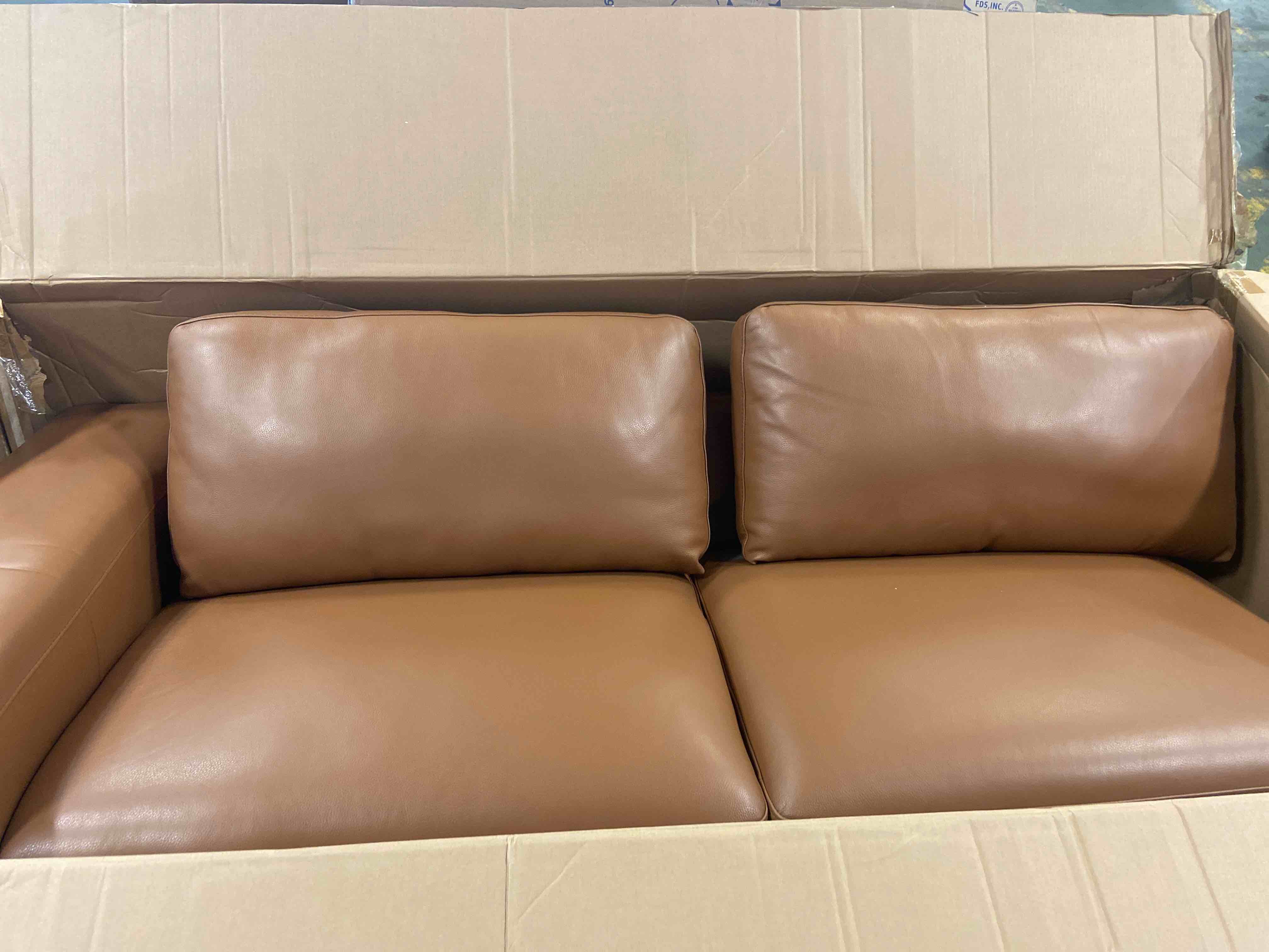 Left side of a sectional with leather like look! Great for first apartment or basement, etc. Great condition!