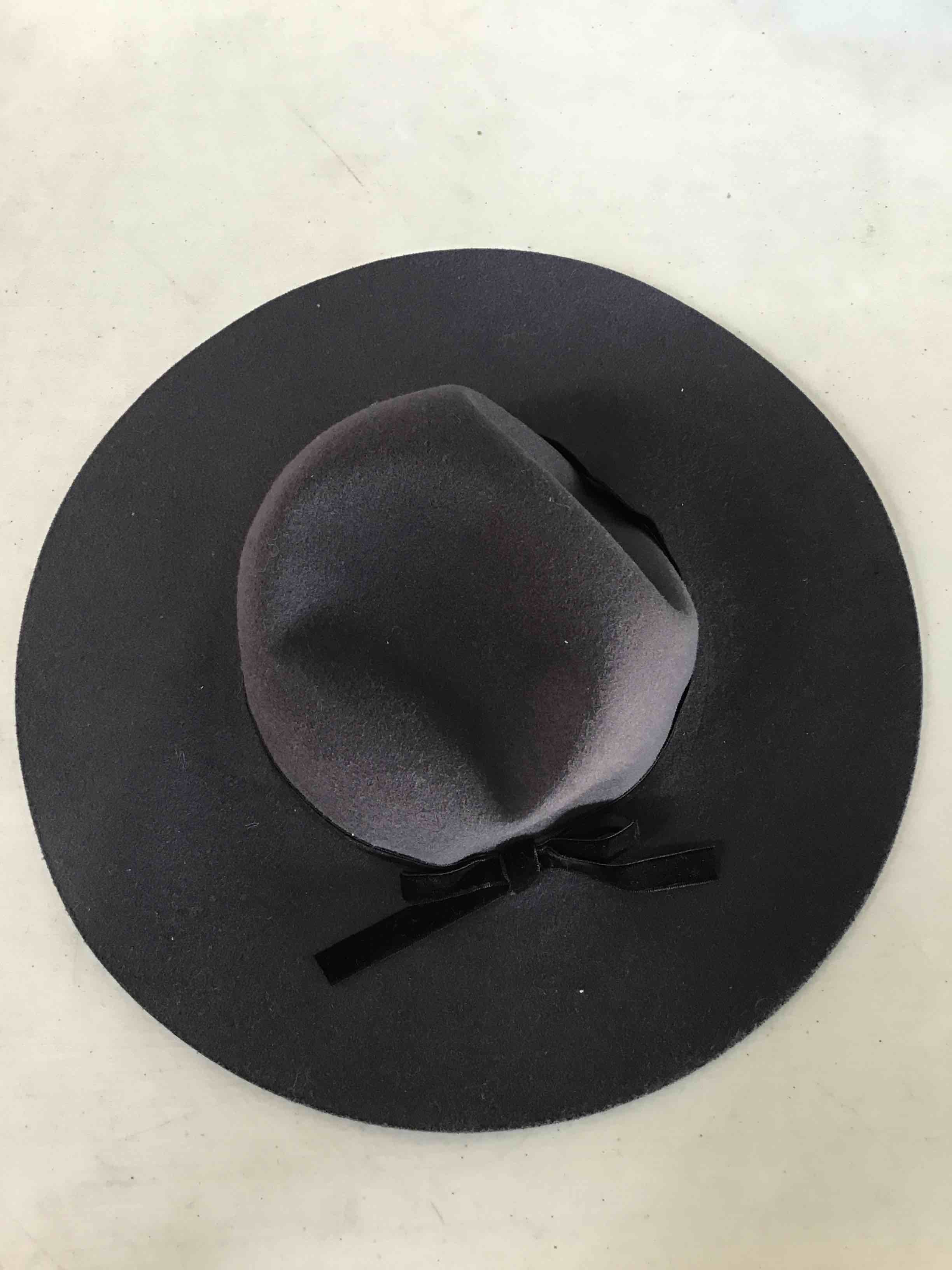 Gray hat with black ribbon