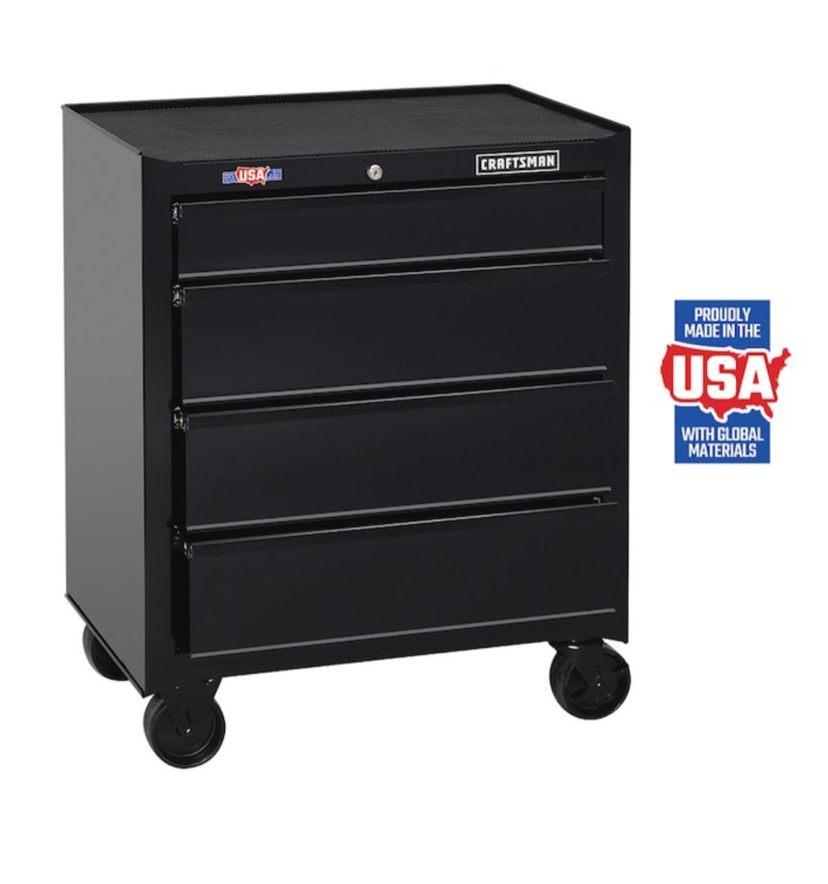 1000 Series 26.5-in W x 32.5-in H 4-Drawer Steel Rolling Tool Cabinet