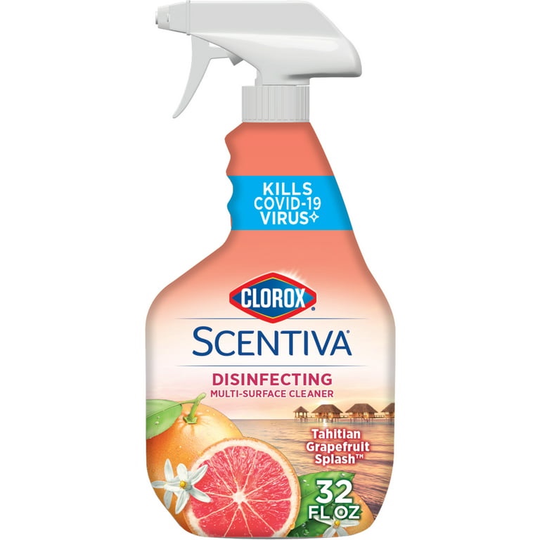 Clorox Scentiva Multi Surface Cleaner, Spray Bottle, Bleach Free, Tahitian Grapefruit Splash, 32 Oz (32368), 2.24 Fl Oz
