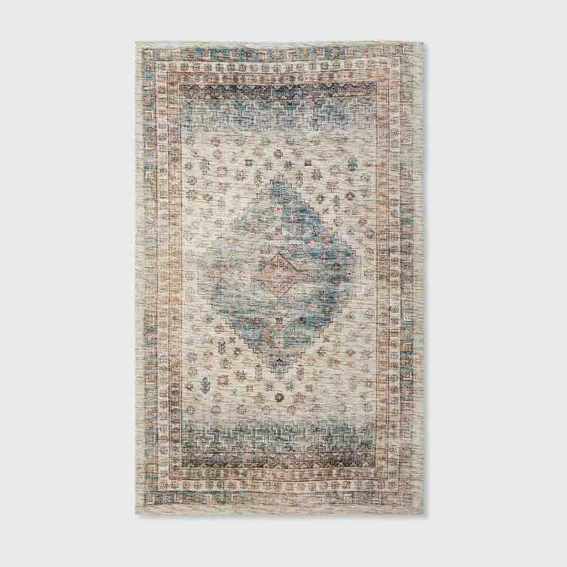 3'×5' Light Distressed Diamond Persian Style Rug Neutral - Threshold™ designed with Studio McGee