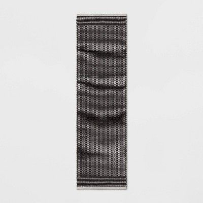 2'x7' Hand Woven Cotton/Wool Accent Rug Black - Threshold