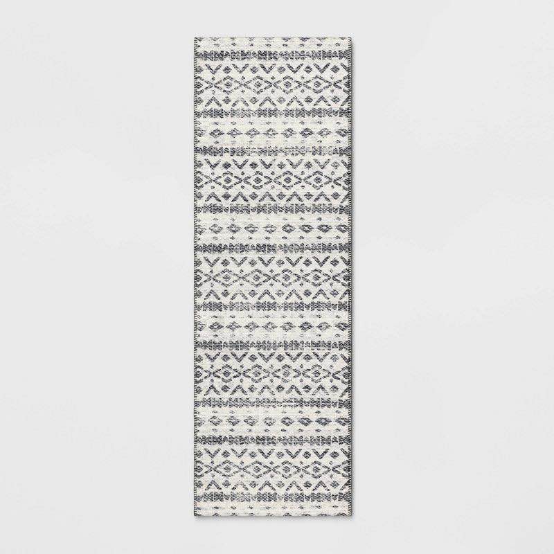 2'4"×7' Luna Aztec Diamond Printed Accent Rug Black - Opalhouser