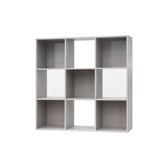 STYLE SELECTIONS 35.88-in H x 35.88-in W × 11.63-in D Gray Stackable Wood Laminate 9 Cube Organizer