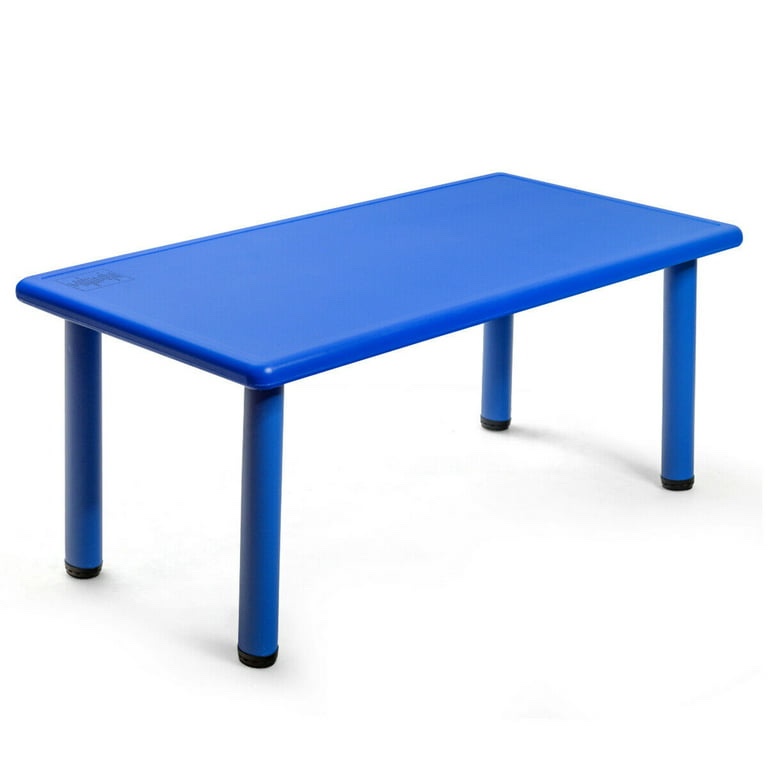 Gymax Gymax Kids Plastic Rectangular Learn and Play Table Playroom Kindergarten Home Blue