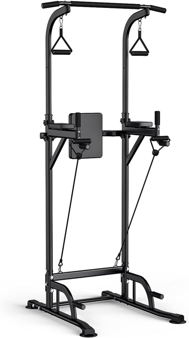 WMK Power Tower Dip Station Pull Up Bar for Home Gym Strength Training Fitness Workout Equipment Height Adjustable Multi-Function 330lbs with Backrest