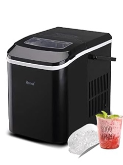 Galanz Portable Countertop Electric Ice Maker Machine, 26 lbs in 24 Hours, 9 Bullet Shaped Cubes Ready in 7 Minutes, 2 Ice Sizes, Perfect for Parties & Home Bar, 2.1 L Stainless Steel
