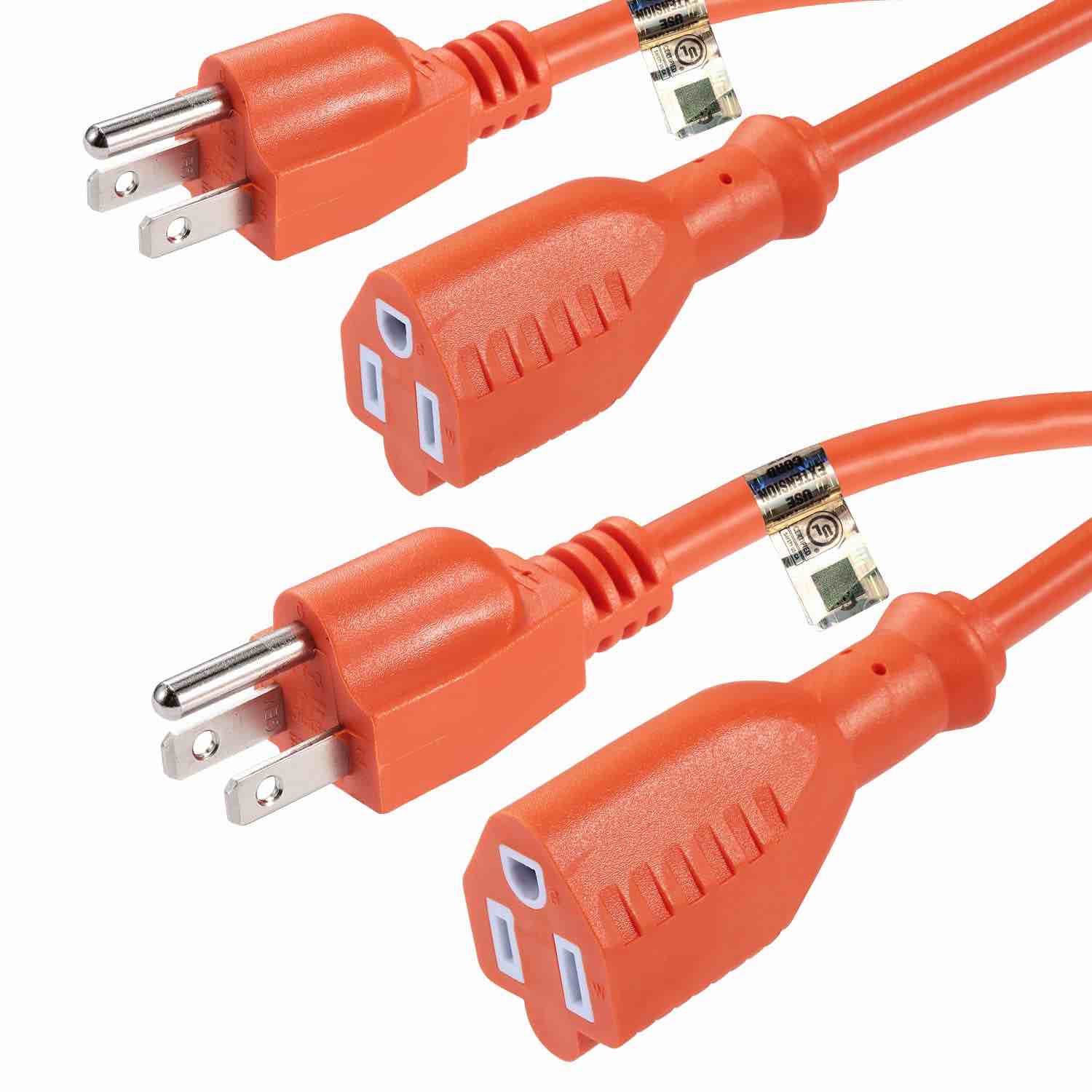 power extension cord A 5-15R 5M orange 2 pack 
