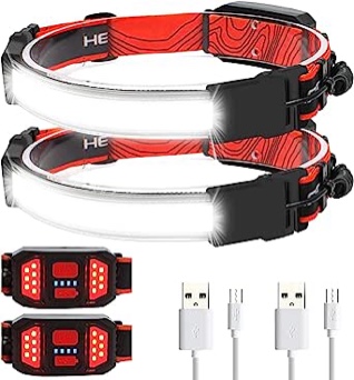 Rechargeable Headlamp 2 Pack, 230° Illumination Wide Beam Headlamp, 1000 Lumen, 3 Modes, Super Bright LED Headlamp, Lightweight Head Lamp for Hiking, Running, Fishing, Camping