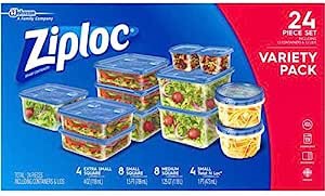 Brava Dinner Plastic Plates Pink 50 ct. and Ziploc 24 Piece Set Storage 