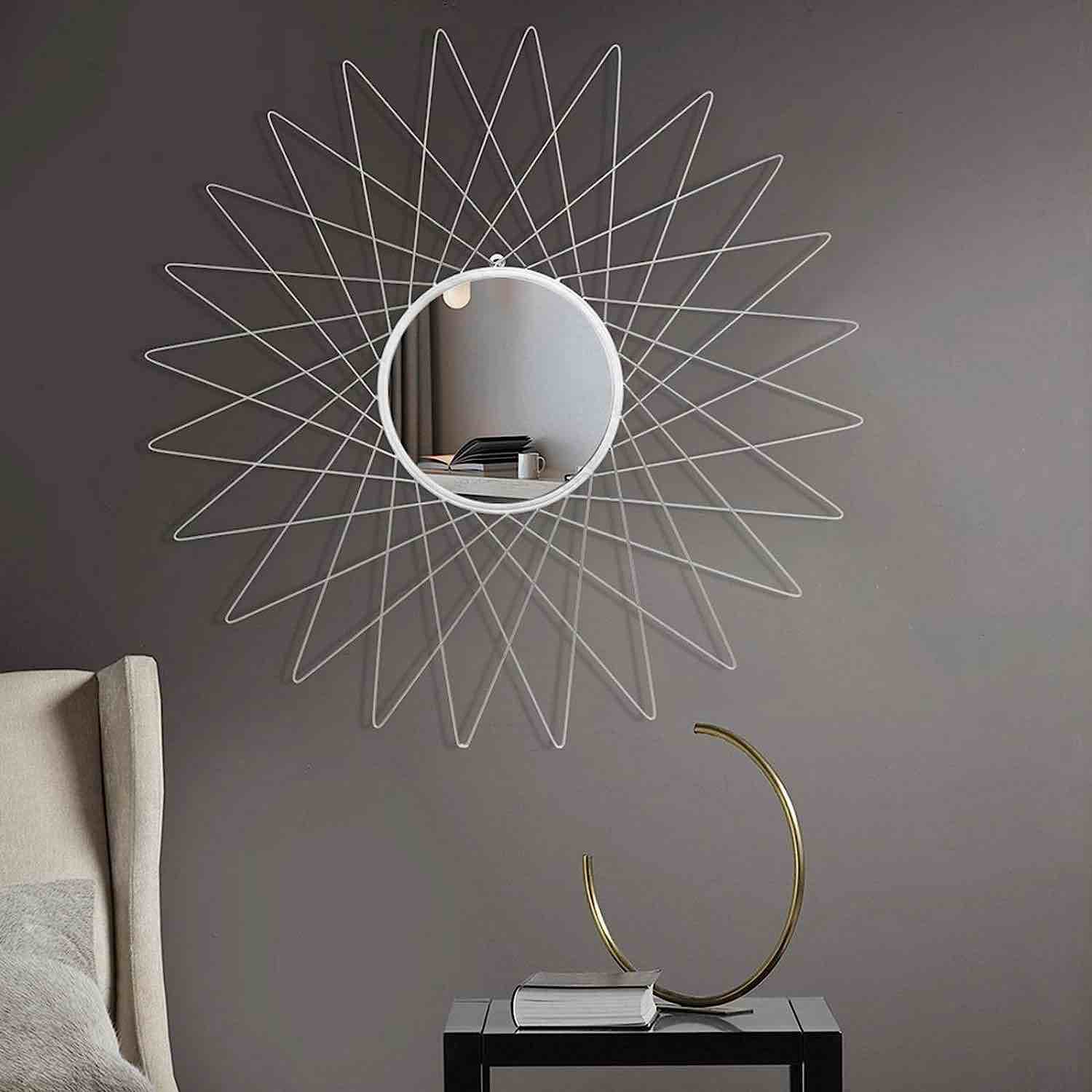 Nw artisasset iron wall mirror. silver round mirror decorative