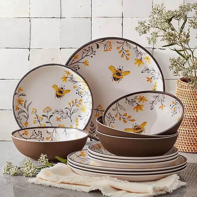 Member's Mark 12-Piece Bamboo Melamine Dinnerware Set 