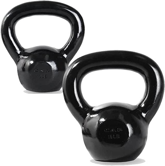 CAP Barbell SDK2S-25 Cap Cast Iron Kettlebell Bundle, 10 + 15 Lb Kettlebell Set