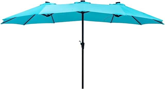 SUPERJARE 13FT Umbrella Outdoor Patio, Double sided Pool Umbrellas with Fade Resistant Canopy, Large Table Umbrella for Deck, Market, Backyard - Light Blue