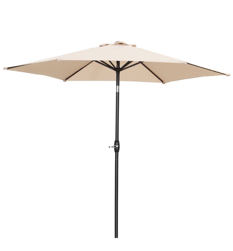Tap and Hold to Zoom 9 ft. Market Patio Outdoor Umbrella with Crank in Khaki