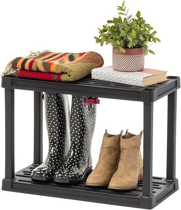 IRIS USA 2-Tier Shelving Unit, Black (incomplete)