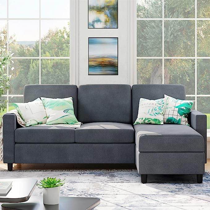 (box 2/2)Convertible Sectional Sofa Couch, Modern Linen Fabric L-Shaped sofa(INCOMPLETE)