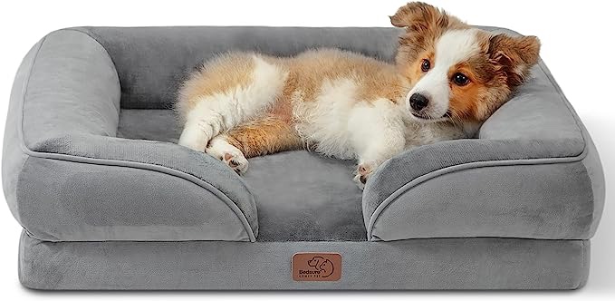 BEDSURE Orthopedic Dog Bed for Medium Dogs - Waterproof Dog Bed Medium, Foam Sofa with Removable Washable Cover, Waterproof Lining and Nonskid Bottom Couch, Pet Bed, Brown