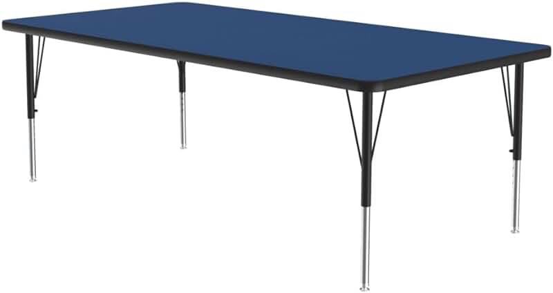 Correll 30"x72" Rectangular Classroom Activity Table, Height Adjustable (19"-29") blue Durable High Pressure Laminate, School Furniture, Made in The USA