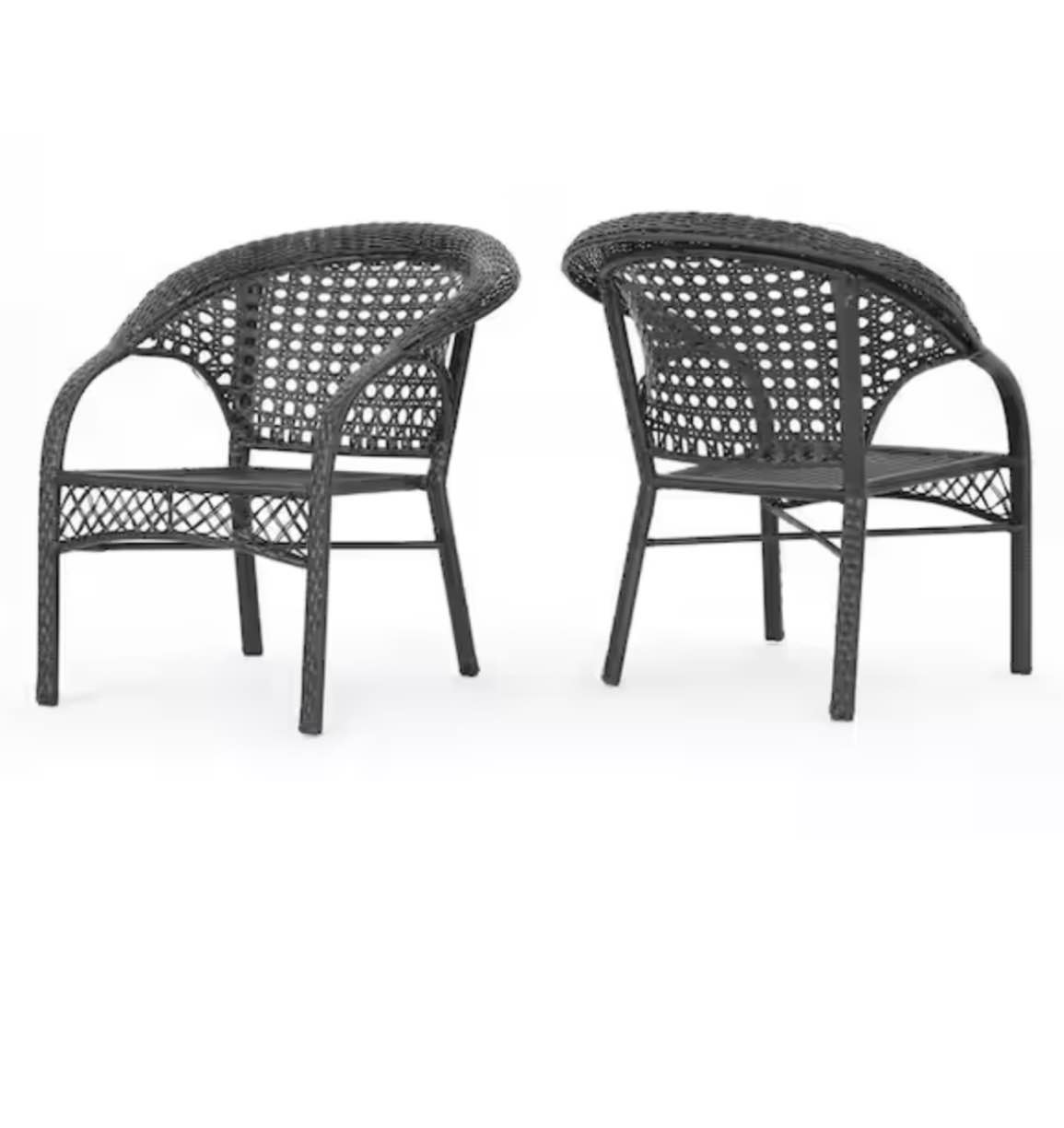 Ace Brown Stackable Faux Rattan Outdoor Dining Chair (2-Pack) 
