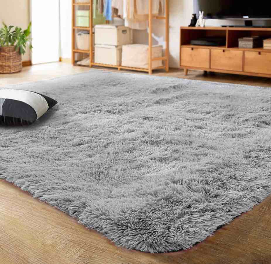 LOCHAS Ultra Soft Indoor Modern Area Rugs Fluffy Living Room Carpets for Children Bedroom Home Decor Nursery Gray size 9'.5" x 7'.4"