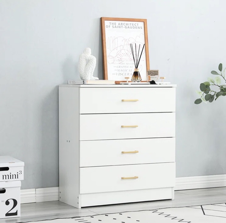 4 Drawer Storage Chest, Drawer Dresser, Nightstand File Cabinet with Drawers for Home Office