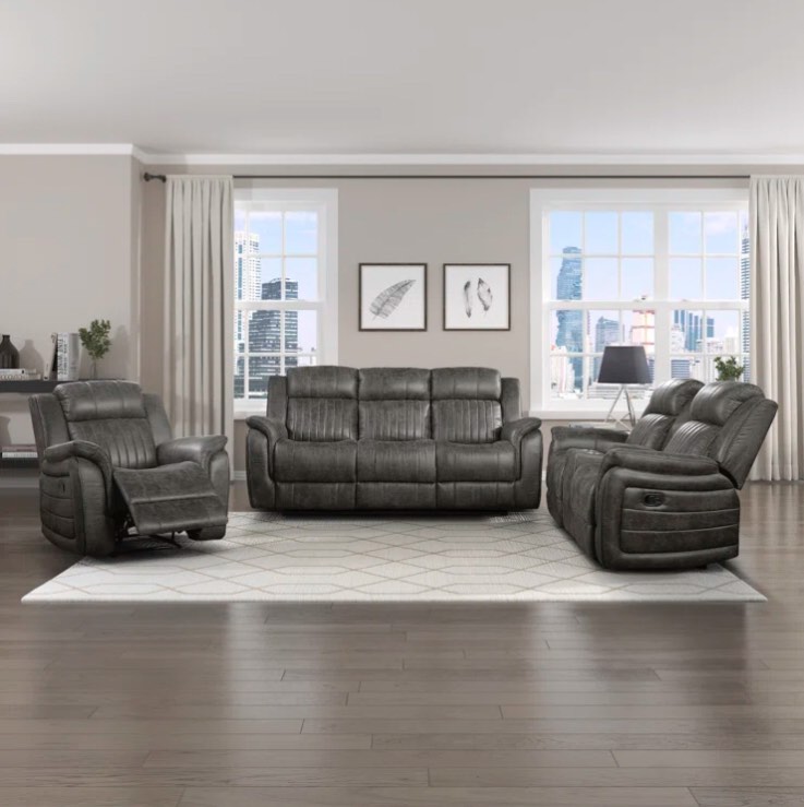 Brasilia 3-Piece Microfiber Manual Reclining Living Room Set