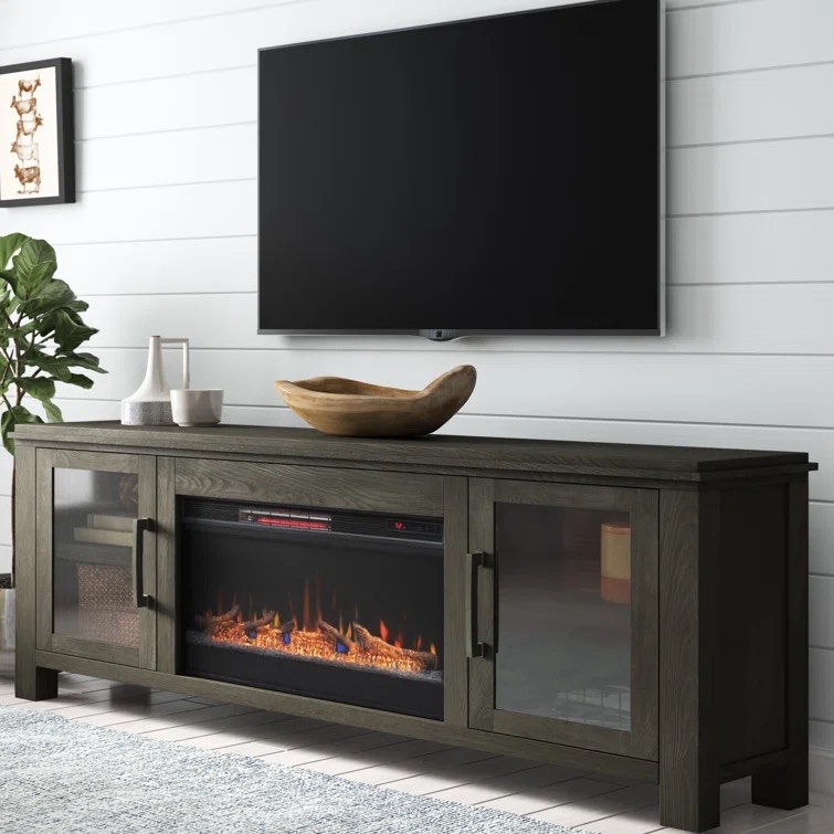 Cloyne 83" No Assembly Required Fireplace TV Stand, Fits TVs up to 100"