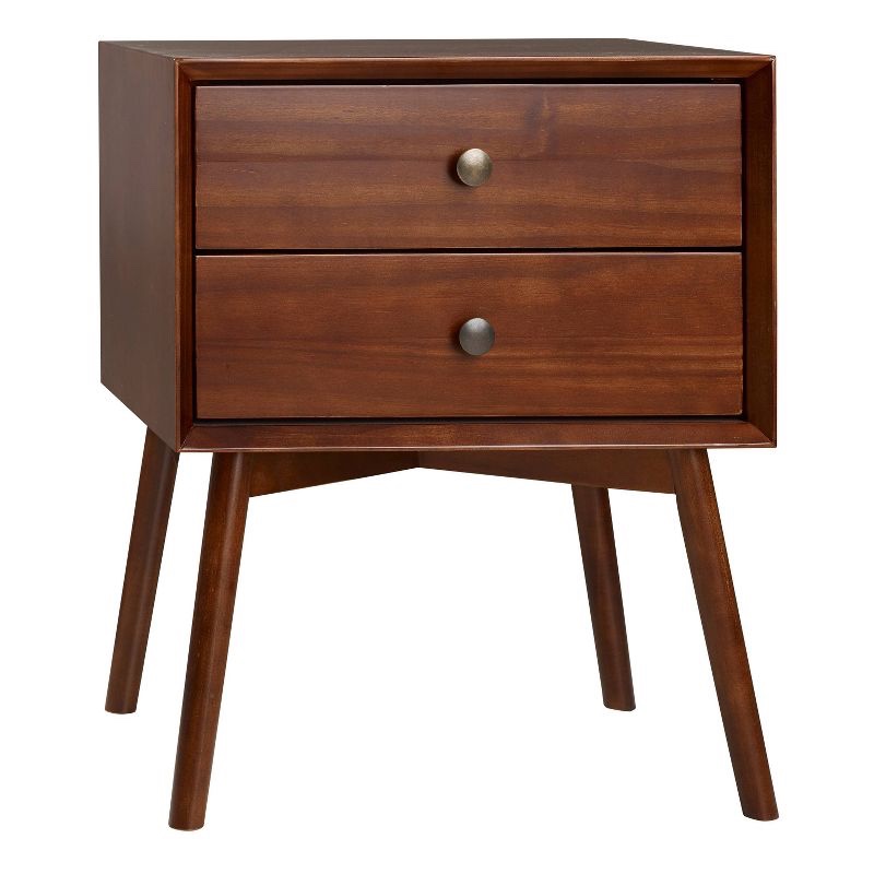 walnut 2 drawer nighstand 