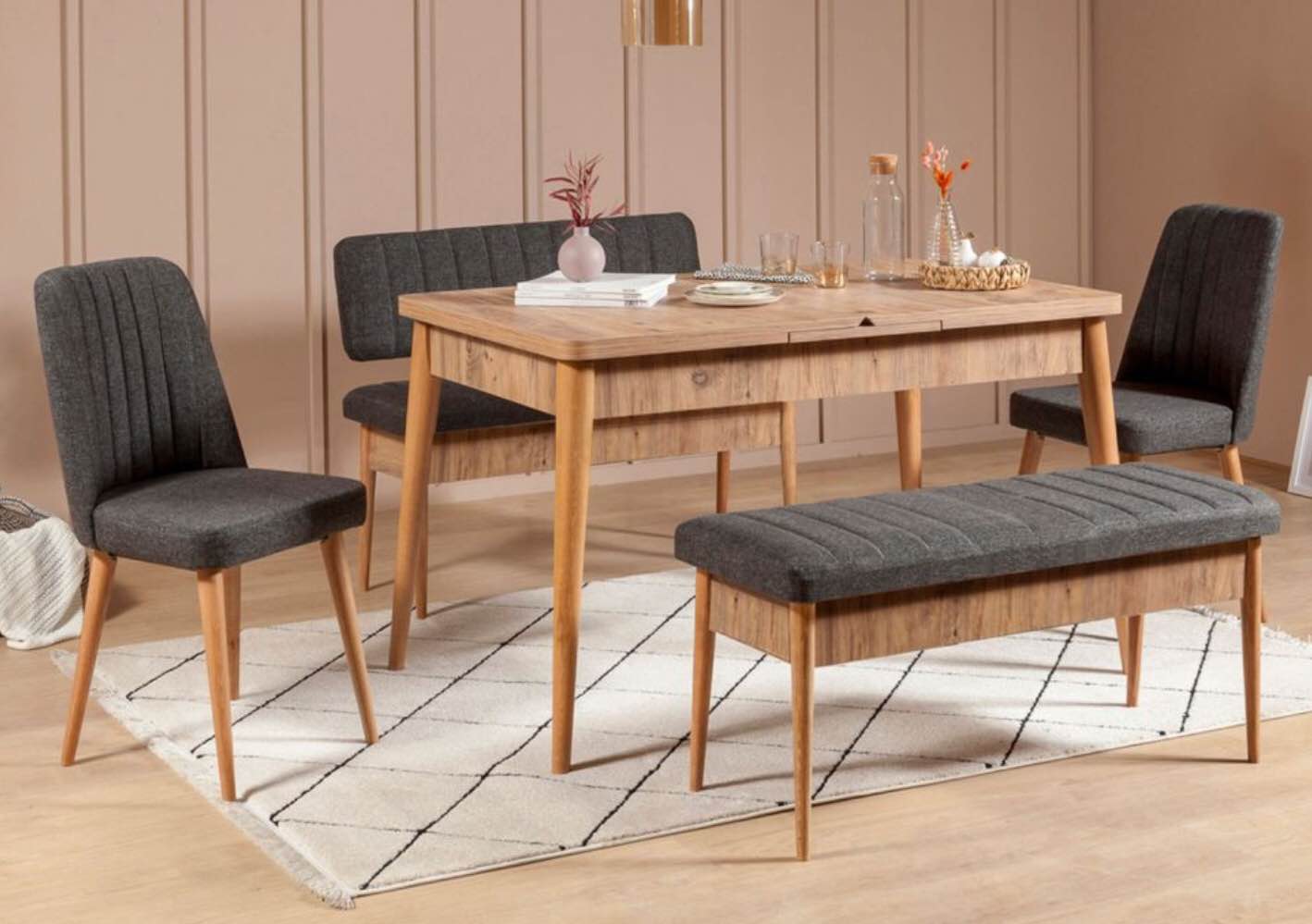 Vina Atlantic Anthracite Extendable Dining Table & Chairs Set (Incomplete)