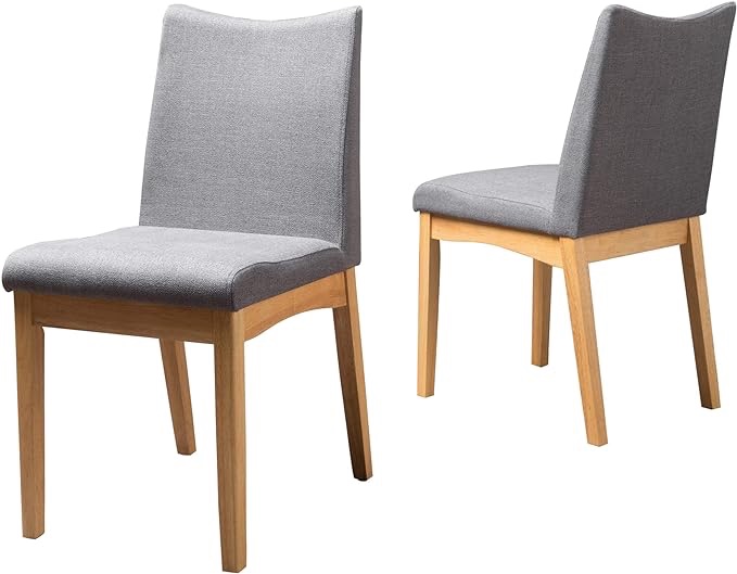 Dimitri Fabric with Oak Finish Dining Chairs, 1-Pcs Set, Dark Grey(Incomplete 1 chair )