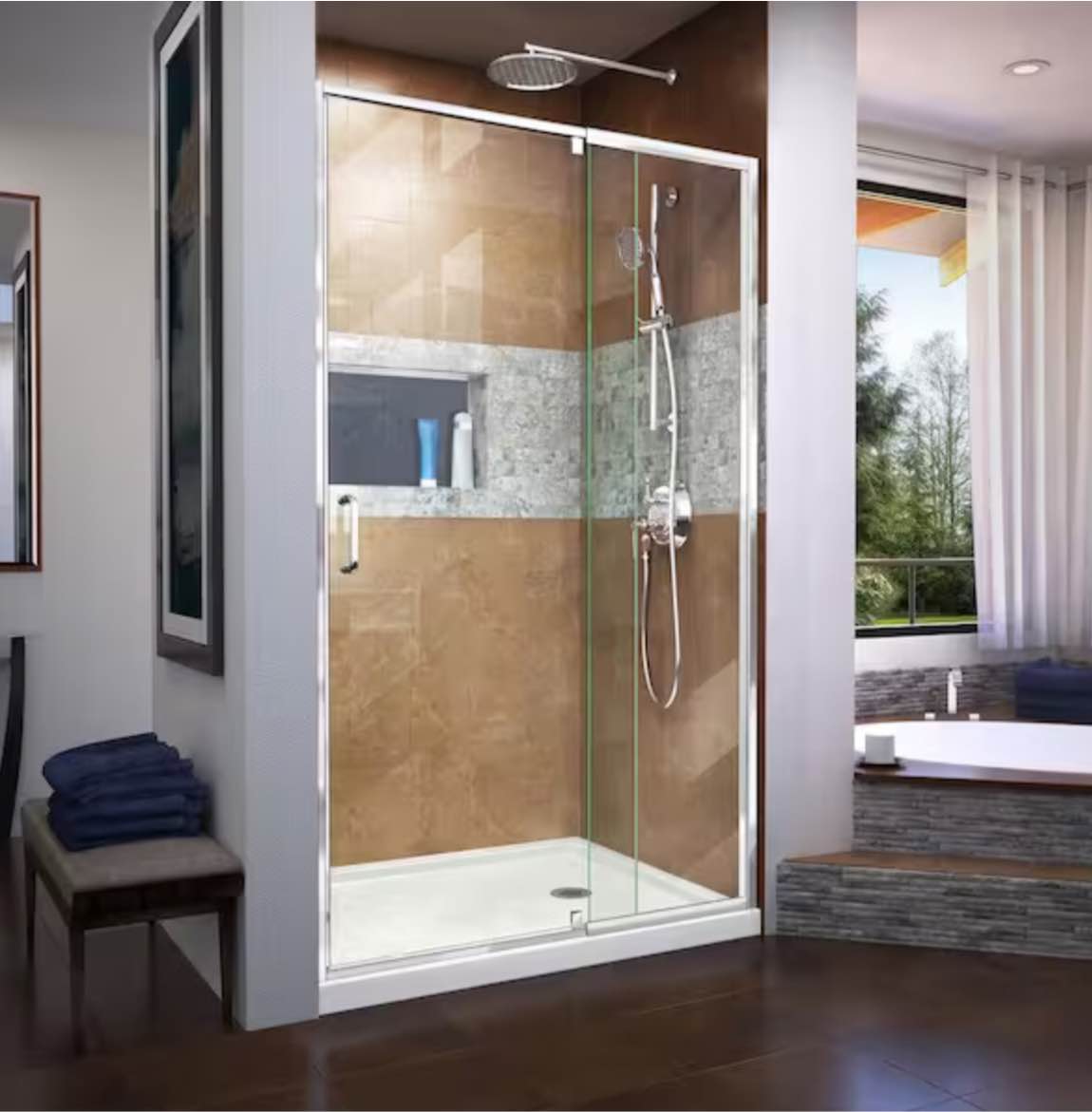 Flex 38 to 42 in. x 72 in. Framed Pivot Shower Door in Chrome