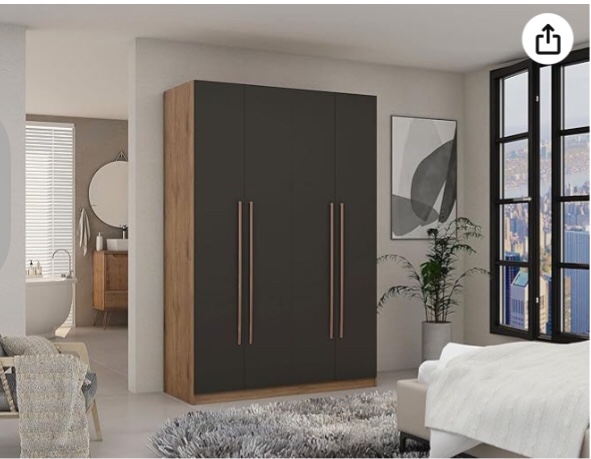 Manhattan Comfort Gramercy 2-Sectional Wood Wardrobe Armoire Closet in Gray(Incomplete box 4 of 4 )