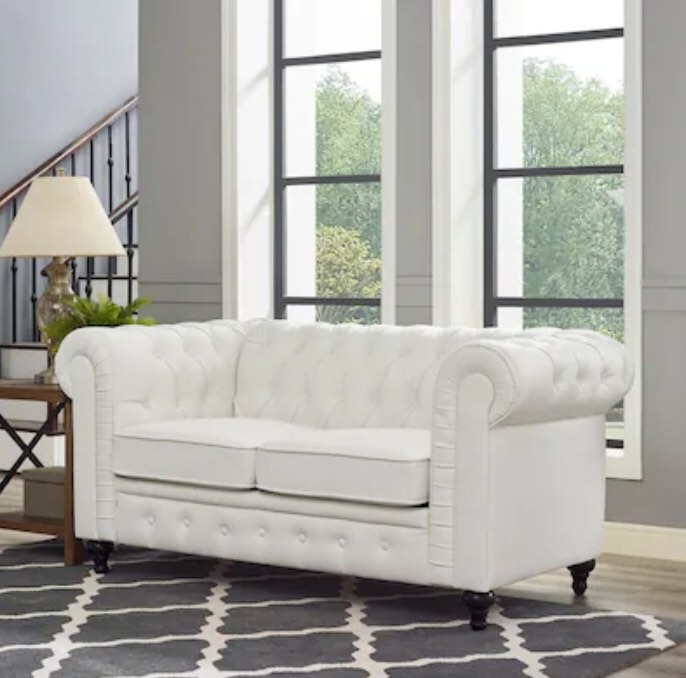 Emery Chesterfield Loveseat, Luxurious Comfort for Cozy Living Rooms, Mid-Century Modern couch, Elegance & Serenity