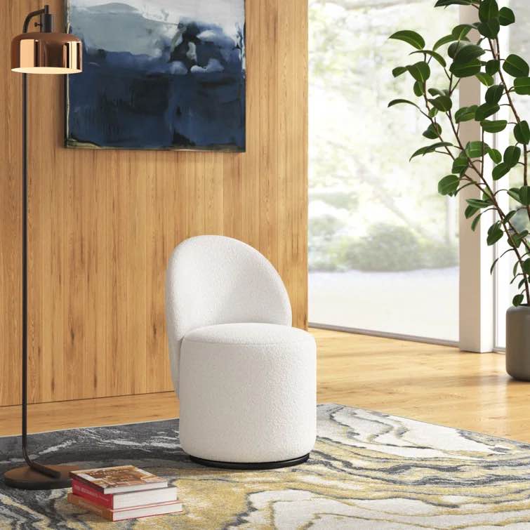 Annielise 20" Wide Polyester Swivel Barrel Chair