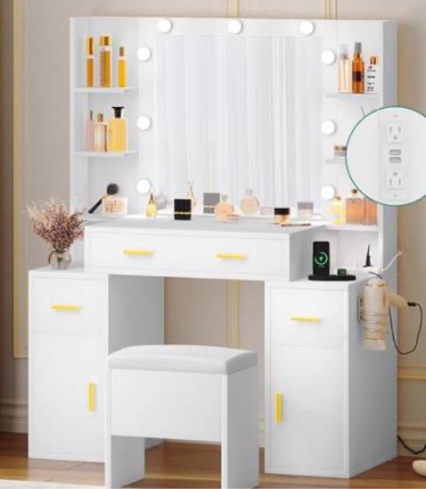 YITAHOME Makeup Vanity Desk with Mirror and Lights,INCOMPLETE