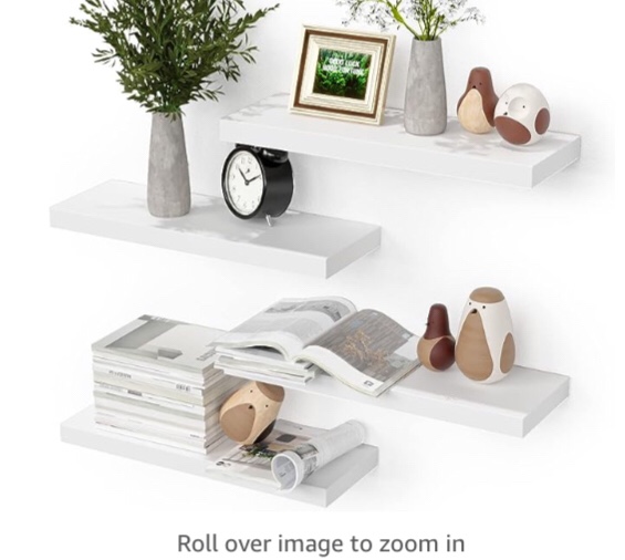 4 piece white wall mounted shelves 
