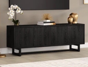 Harishan TV Stand for TVs up to 75" black grain finish 