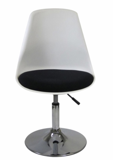 White with red cushion molded plastic side chair with swivel base (similar to stock photo) 
