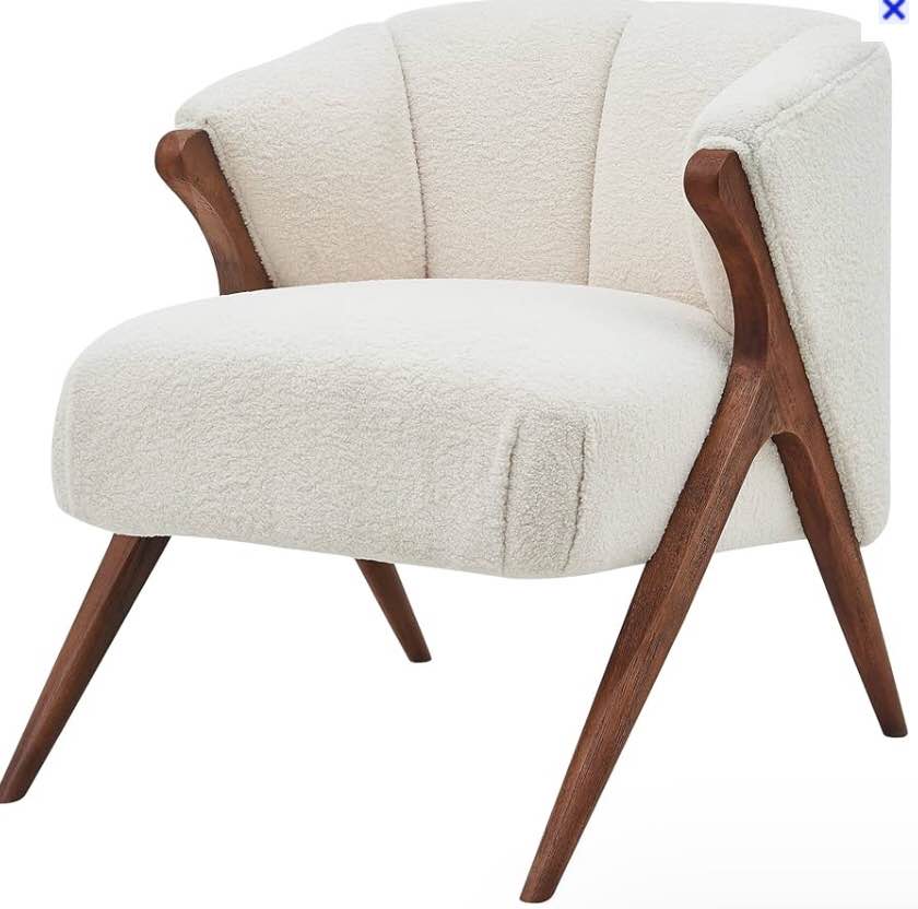 Faux Shearling accent chair Brown legs color shearling beige 