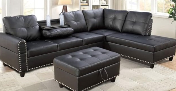 Modern Sofa Set Furniture Sofa Set Multifunctional Back Cushion & Ottoman Storage Chair (Right Facing, F09912B), INCOMPLETE