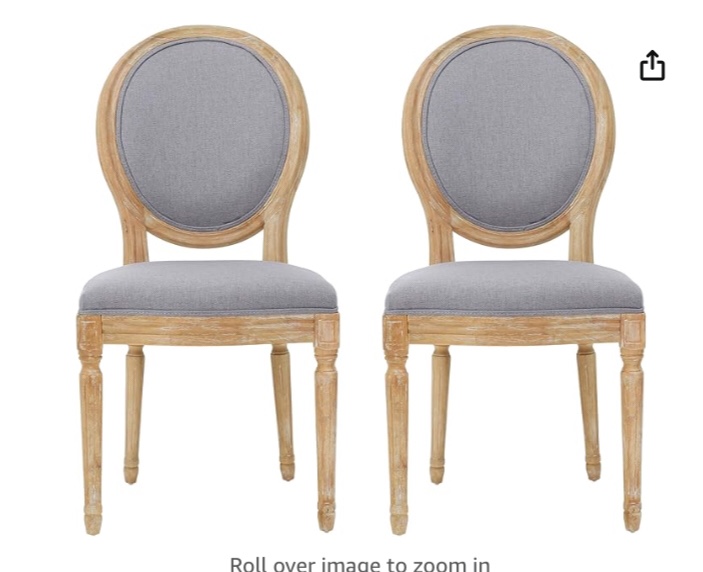 Fabric Dining Chairs, 2-Pcs Set, Light Grey