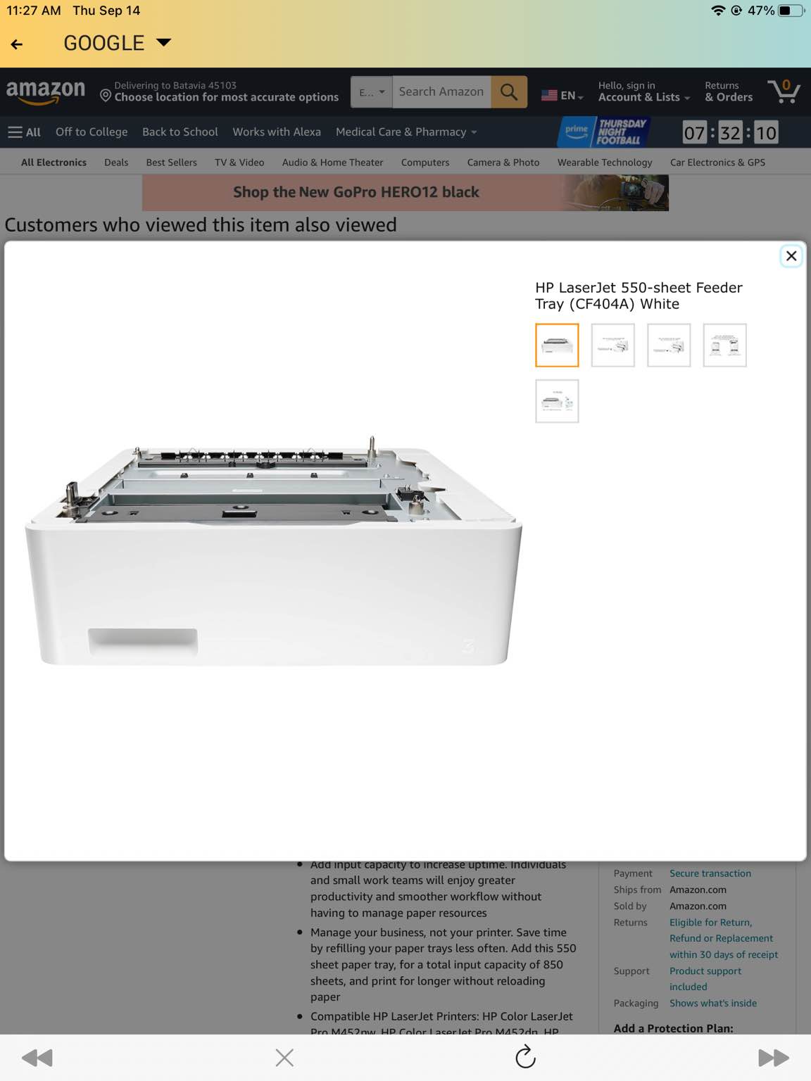                  HP LaserJet 550-sheet Feeder Tray (CF404A) White Roll over image to zoom in HP LaserJet 550-sheet Feeder Tray (CF404A) White Visit the