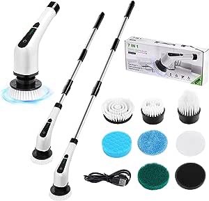 Electric Spin Scrub Brush Head with Longhandle 