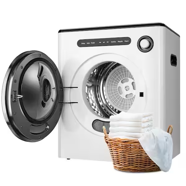 Jeremy Class 1.6 cu.ft. vented Front Load Electric Dryer in White with Auto Control, UV Sterilization Technology