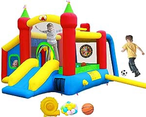 Inflatable Bounce House,Jumping Castle Slide with Blower,Kids Bouncer with Ball Pit