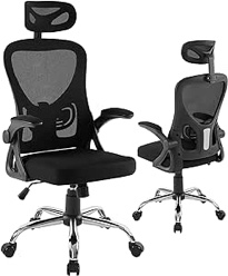 VECELO High Back Ergonomic Office Chair with Adjustable Headrest Armrest Mesh Lumbar Support, Swivel Wheels for Home Study Work, Black