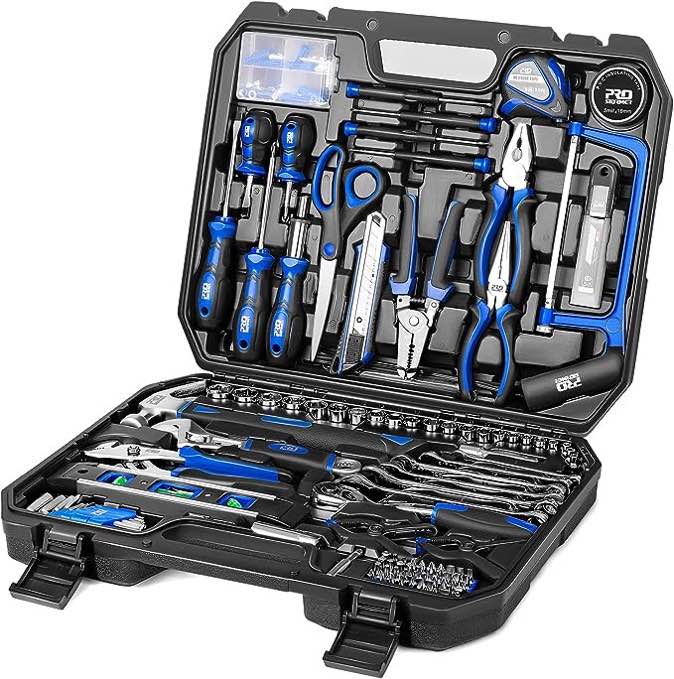 Prostormer 210-Piece Household Hand Tool Set, Complete General Home Repair and Automotive Tool Kit with Portable Storage Case, All Purpose Tool Box Kit for Men and Women