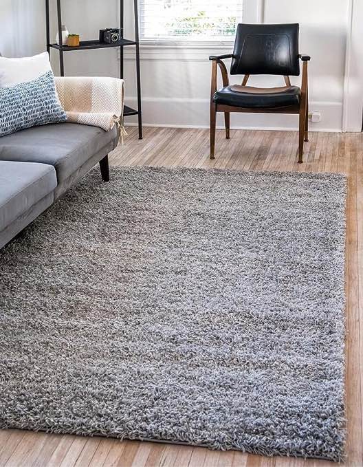 Unique Loom Solid Shag Collection Area Rug (3' 3" x 5' 3" Rectangle, Cloud Gray)