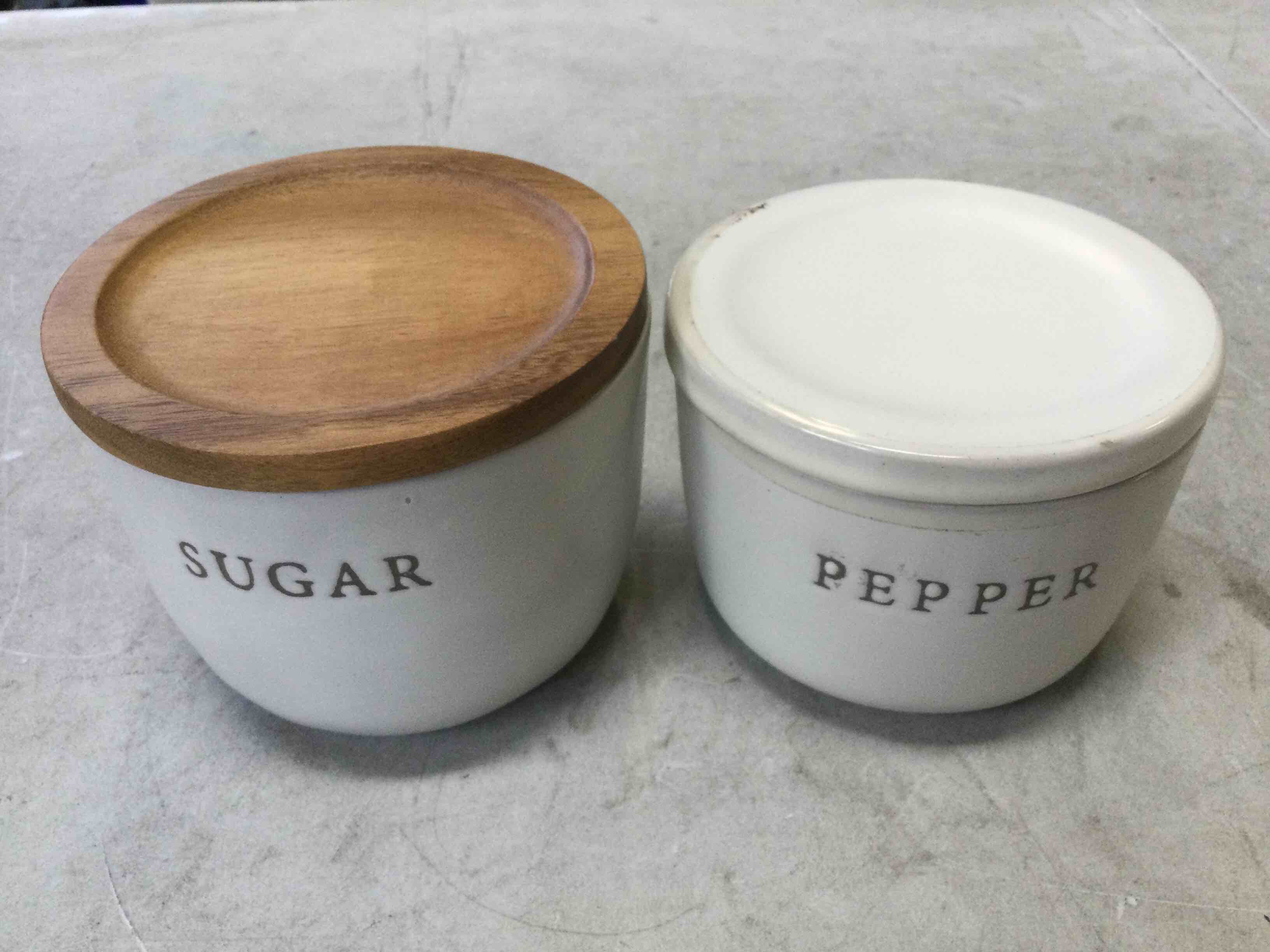 Assorted Ceramic Canisters Sugar and Pepper 